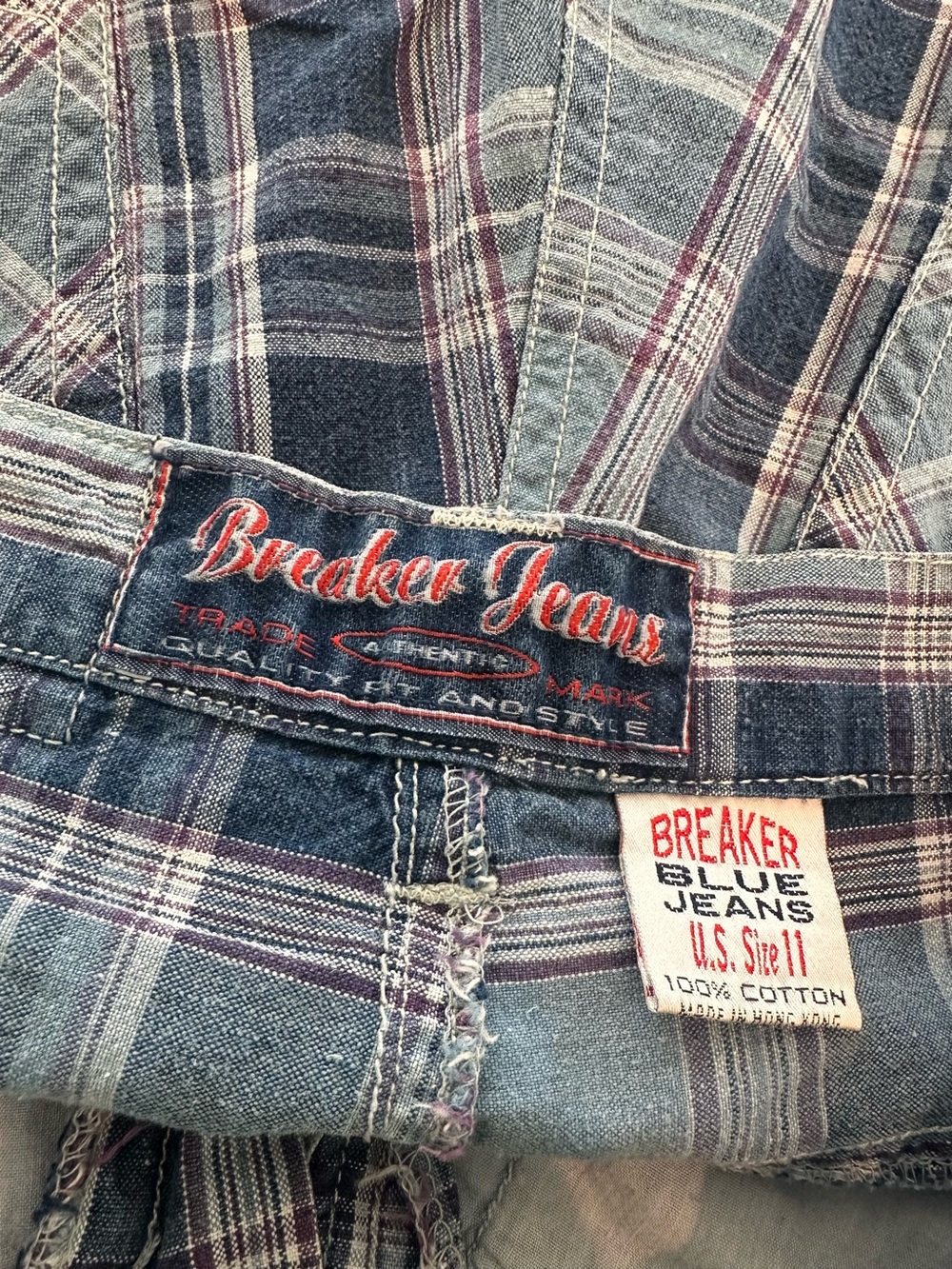 Y2K Breaker Jeans Plaid Shorts Juniors 11 Blue Purple Cotton Low Rise Shorts - Picture 6 of 6